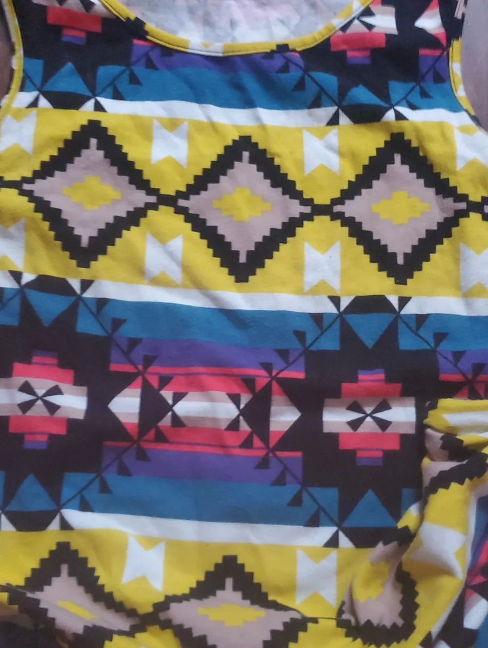 love J Yellow Aztec-Stripe Tank Dress Size Large Bodycon Dress